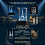 Eiffel Tower Crystal Cube with LED Light Stand - Image 2
