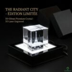 Eiffel Tower Crystal Cube with LED Light Stand - Image 3