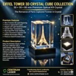 Eiffel Tower Crystal Cube with LED Light Stand - Image 4