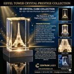 Eiffel Tower Crystal Cube with LED Light Stand - Image 6