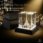 Eiffel Tower Crystal Cube with LED Light Stand - Image 5