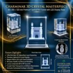 Charminar Crystal Cube with LED Light Stand - Image 8