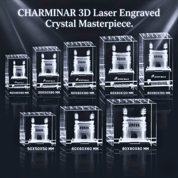 Charminar Crystal Cube with LED Light Stand