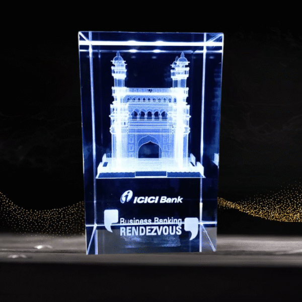 Charminar crystal engraving