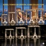 Eiffel Tower Crystal Cube with LED Light Stand