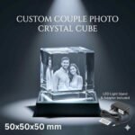 Personalized Couple 3D Crystal Cube - 50x50x50 mm with LED Light Stand