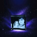 Personalized Couple 3D Crystal Cube - 50x50x50 mm with LED Light Stand - Image 2