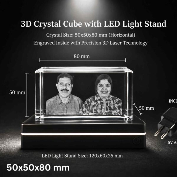 3D Couple Face Crystal Gift - 50x50x80 mm