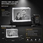 Couple Photo in Crystal - 60x60x100 mm with LED Light Stand