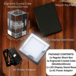 Medium Personalized 3D Crystal Photo Cube with Light Base – 60x60x100 mm - Image 4