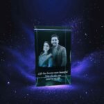 Couple Photo in Crystal - 60x60x100 mm with LED Light Stand - Image 3
