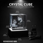 Wedding Photo Crystal Cube - 60x60x60 mm with LED Light Stand
