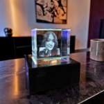 Square Personalized 3D Crystal Photo Cube with Light Base - 60x60x60 mm - Image 3