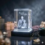 Romantic Crystal Photo Cube - 60x80x120 mm with LED Light Stand - Image 3