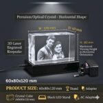 Romantic Crystal Photo Cube - 60x80x120 mm with LED Light Stand