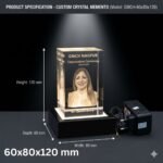 BIG Size Single Face Photo 3D Engraved Crystal Cube with LED Light Base for Specials Celebrations and momentos – 60x80x120 mm