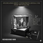 Square Shape Single Face Photo 3D Engraved Crystal Cube with LED Light Base for Specials Celebrations and momentos – 80x80x80 mm