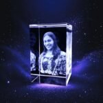 Small Personalized 3D Crystal Photo Cube with Light Base - 40x40x60 mm - Image 2