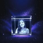 Square Personalized 3D Crystal Photo Cube with Light Base - 50x50x50 mm - Image 2