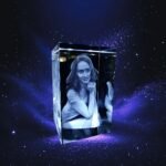 Medium Personalized 3D Crystal Photo Cube with Light Base – 60x60x100 mm - Image 2