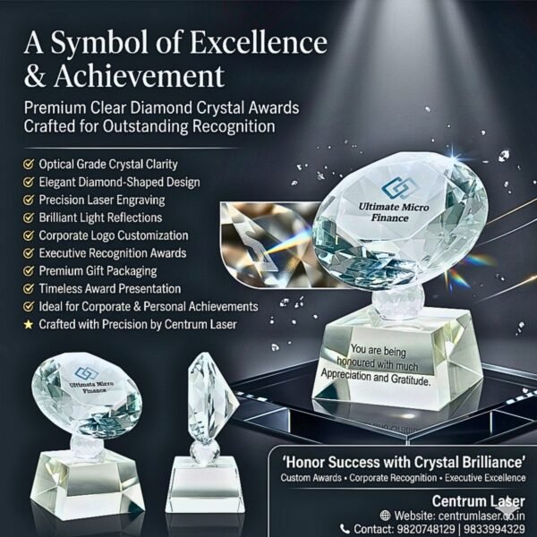 Clear Diamond Crystal Award Trophy - CG 105